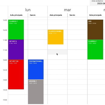 Orario settimanale a calendario